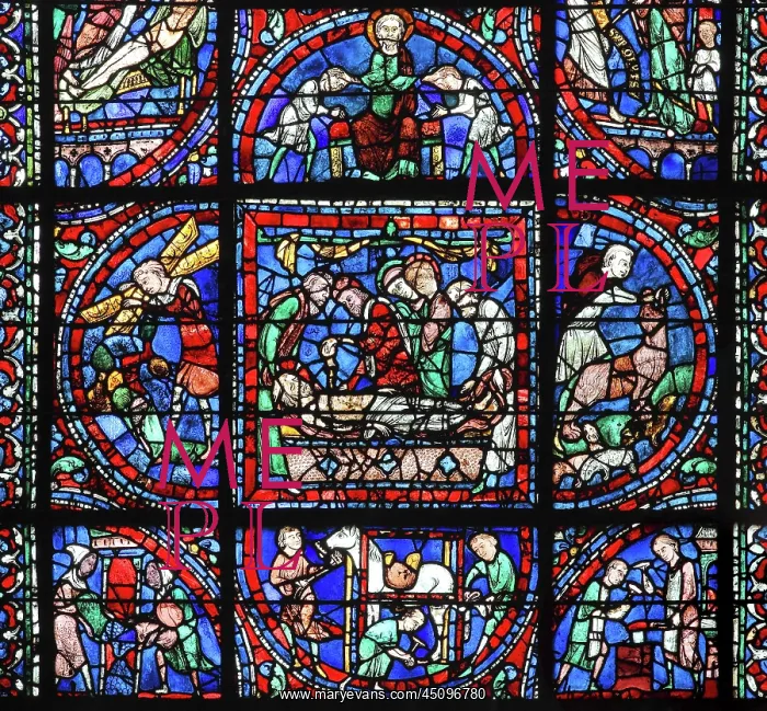 : Typological Passion stained glass window, Chartres : Typological Passion stained glass window, Chartres