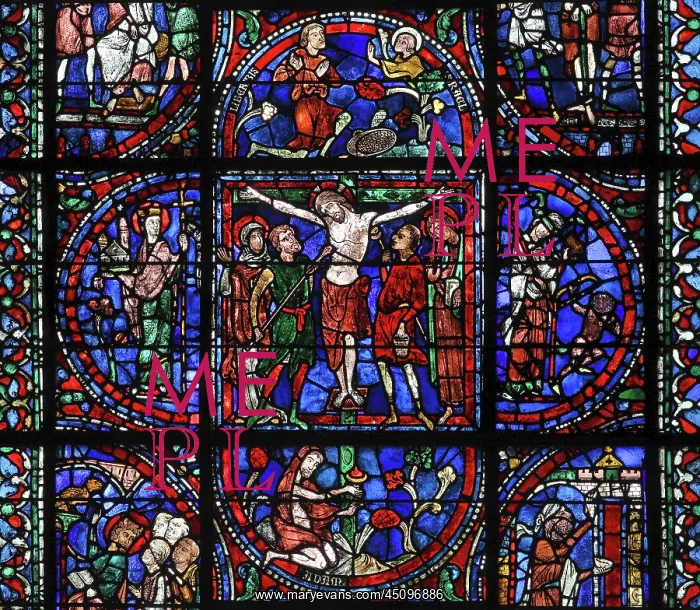: Typological Passion stained glass window, Chartres : Typological Passion stained glass window, Chartres