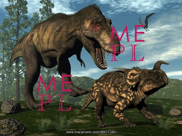: Tyrannosaurus rex attacking an Einiosaurus dinosaur : Tyrannosaurus rex attacking an Einiosaurus dinosaur