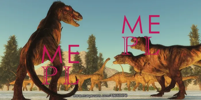 : A Tyrannosaurus rex pack plans an attack on a : A Tyrannosaurus rex pack plans an attack on a