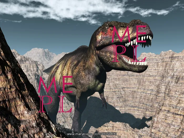: Tyrannosaurus rex roaring in a canyon : Tyrannosaurus rex roaring in a canyon