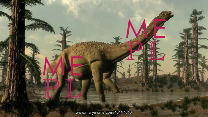 : Uberabatitan dinosaur walking in a prehistoric lake : Uberabatitan dinosaur walking in a prehistoric lake