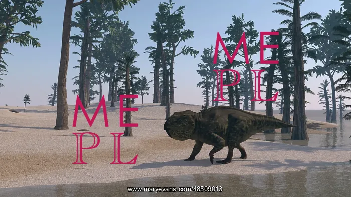: Udanoceratops walking along the water's edge : Udanoceratops walking along the water's edge