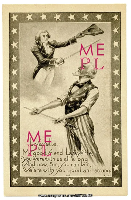 : Uncle Sam figure promises help to Lafayette : Uncle Sam figure promises help to Lafayette