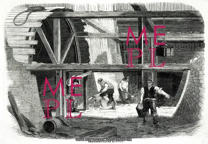 : Underground railway construction, Kings Cross, London : Underground railway construction, Kings Cross, London
