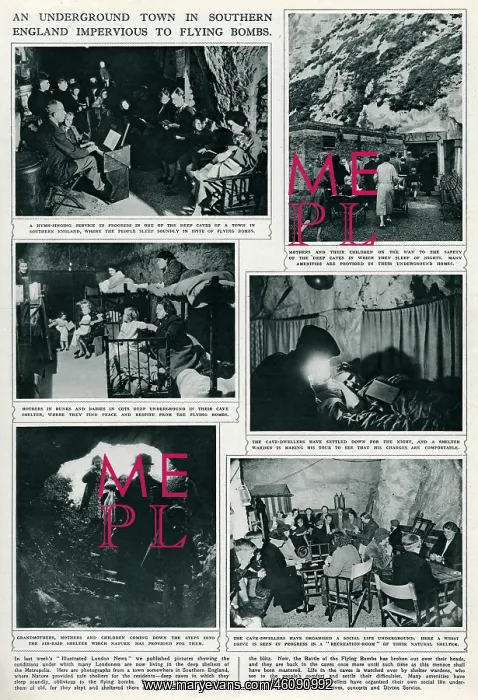: Underground town in England impervious to flying bombs : Underground town in England impervious to flying bombs