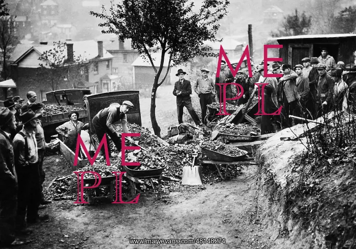 : Unemployed shovel coal, 1931 : Unemployed shovel coal, 1931