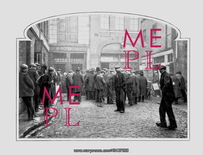 : Unemployed workers queueing up at a soup kitchen : Unemployed workers queueing up at a soup kitchen