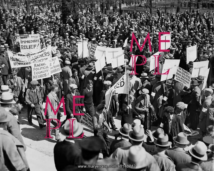 : Unemployment demonstration during the Great Depression, 1932 : Unemployment demonstration during the Great Depression, 1932
