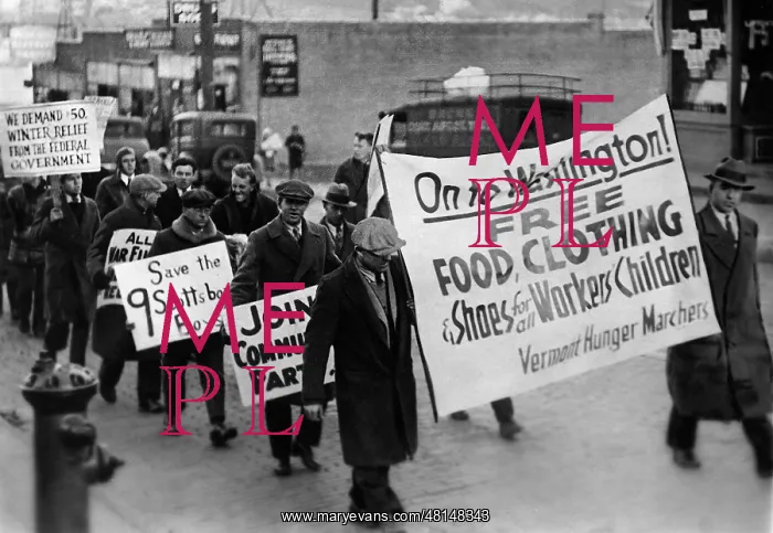 : Unemployment demonstration during the Great Depression, 1933 : Unemployment demonstration during the Great Depression, 1933