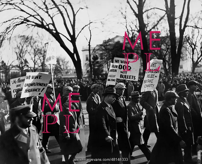  : Unemployment demonstration during the Great Depression outsi