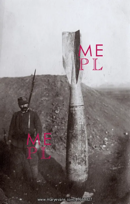 : Unexploded German bomb on display, Italy, WW1 : Unexploded German bomb on display, Italy, WW1