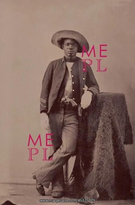 : An unidentified Buffalo Soldier posing with : An unidentified Buffalo Soldier posing with