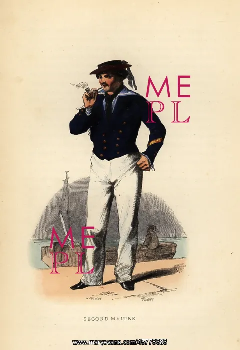 : Uniform of a second mate, second maitre, French Navy, 1844 : Uniform of a second mate, second maitre, French Navy, 1844