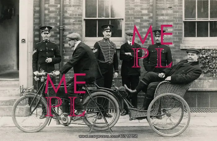 : Uniformed gentlemen with a 1903 Matchless Experimental : Uniformed gentlemen with a 1903 Matchless Experimental