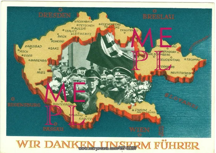 : A uniformed Hitler superimposed onto a map of Germany : A uniformed Hitler superimposed onto a map of Germany