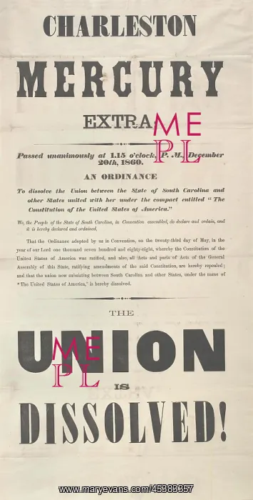 : THE UNION IS DISSOLVED! Broadside notice from : THE UNION IS DISSOLVED! Broadside notice from