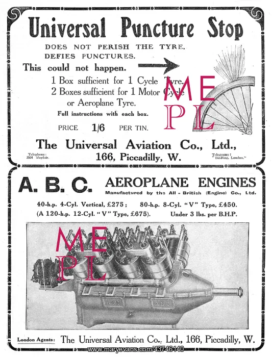 : Universal Aviation Co. ABC Aero Engines. Puncture Kits : Universal Aviation Co. ABC Aero Engines. Puncture Kits