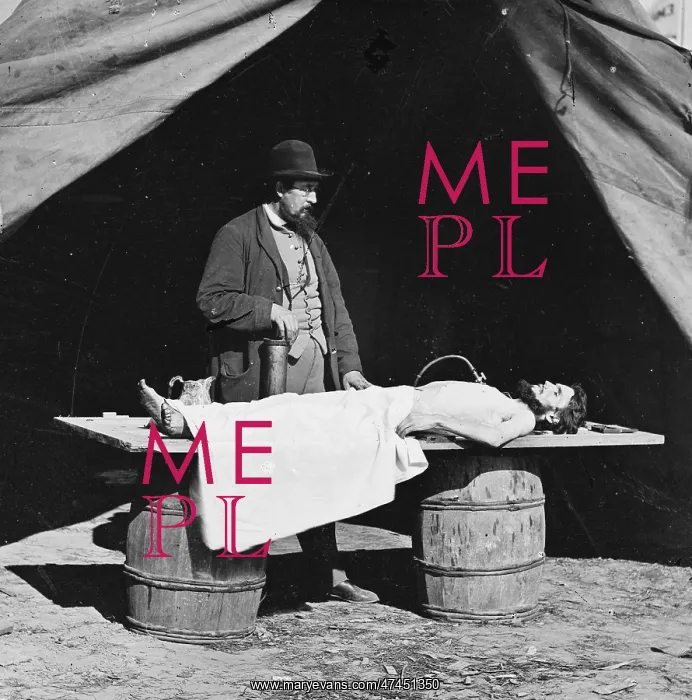 : Unknown location. Embalming surgeon at work on soldier's bod : Unknown location. Embalming surgeon at work on soldier's bod