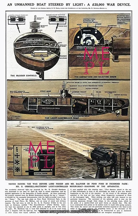 : Unmanned boat steered by light 1924 : Unmanned boat steered by light 1924