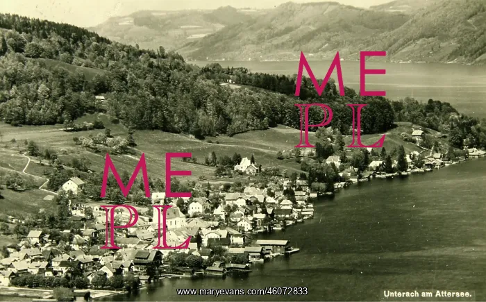 : Unterach at the Lake Attersee. View from above on the : Unterach at the Lake Attersee. View from above on the