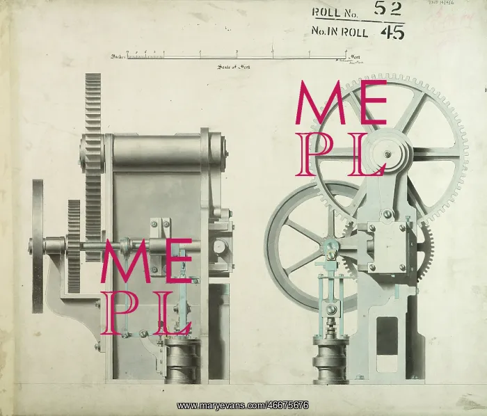: Untitled mechanism, front and side elevations : Untitled mechanism, front and side elevations