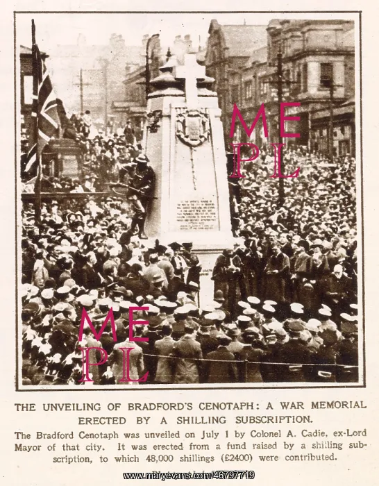 : Unveiling of Bradford War Memorial 1922 : Unveiling of Bradford War Memorial 1922