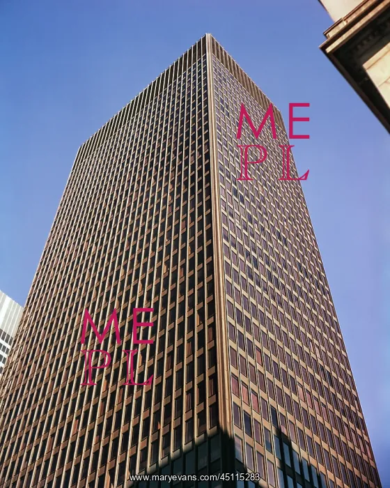 : Upward Angle of Seagram Building Skyscraper Completed : Upward Angle of Seagram Building Skyscraper Completed