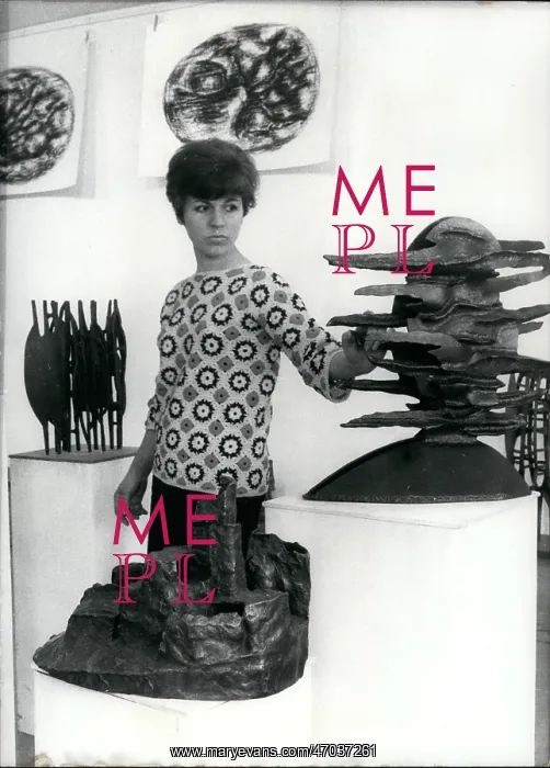 : Ursula Sax with some of her sculptures, Berlin : Ursula Sax with some of her sculptures, Berlin