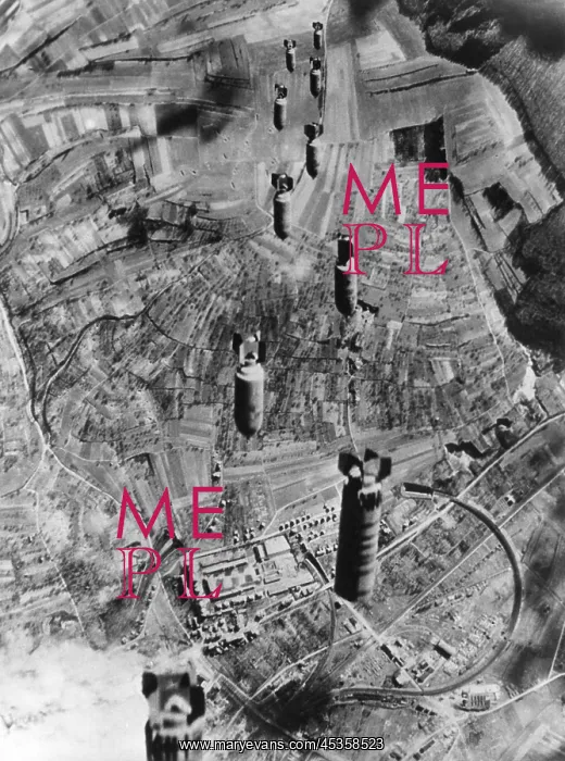 : Eight U.S. Air Force bombs drop to Bruchsal, Germany : Eight U.S. Air Force bombs drop to Bruchsal, Germany