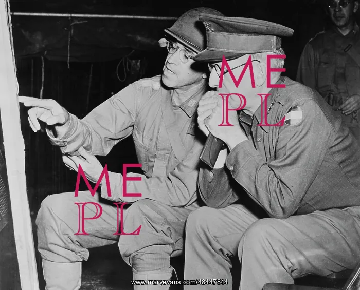 : U.S. Army Generals looking at a map, circa 1942 : U.S. Army Generals looking at a map, circa 1942
