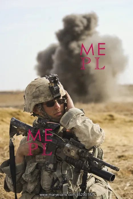 : U.S. Army soldier with covers his ear as ? : U.S. Army soldier with covers his ear as ?