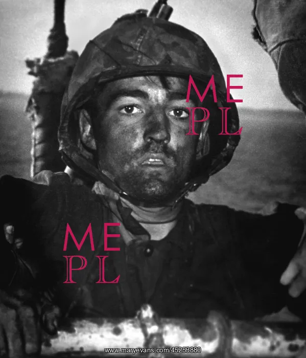 : U.S. Marine after two days and nights on the beach : U.S. Marine after two days and nights on the beach