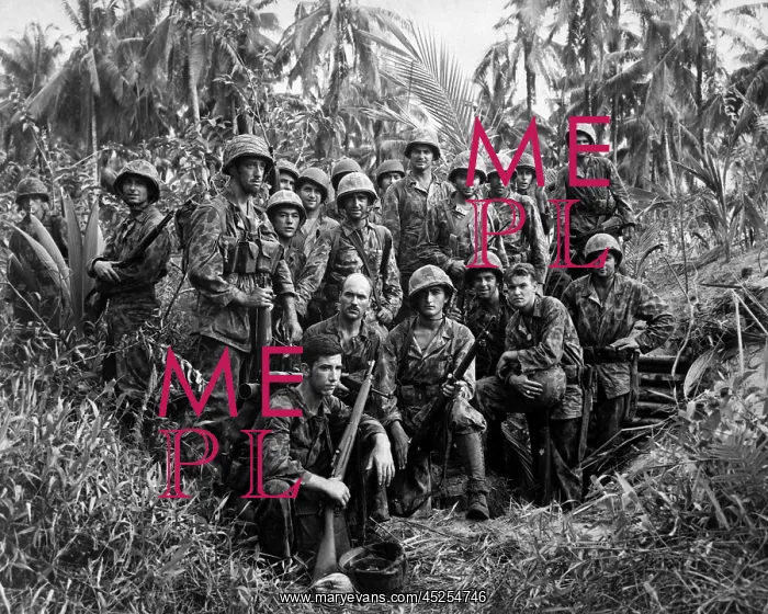 : U.S. Marine Raiders in front of a dugout on Cape : U.S. Marine Raiders in front of a dugout on Cape