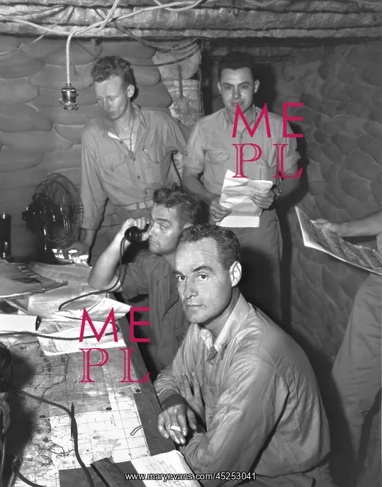 : U.S. Marines officers in operational dugout on : U.S. Marines officers in operational dugout on