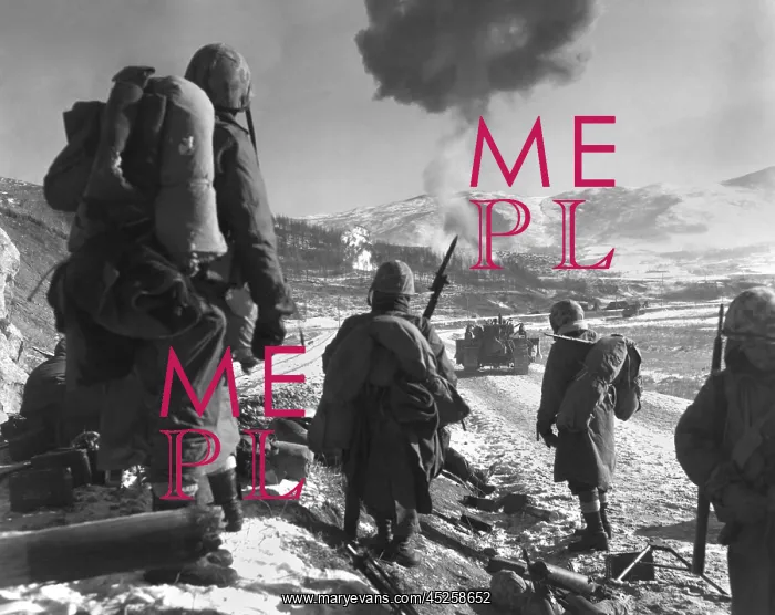 : U.S. Marines pause at the roadblock on the way : U.S. Marines pause at the roadblock on the way