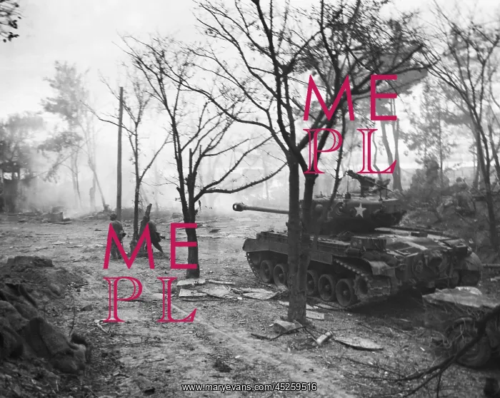 : U.S. Marines, supported by one of their tanks : U.S. Marines, supported by one of their tanks