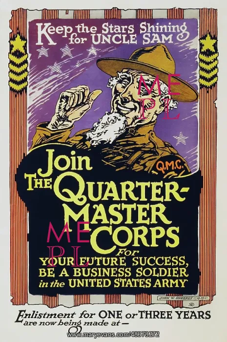 : U.S. military print of Uncle Sam in an ad supporting : U.S. military print of Uncle Sam in an ad supporting