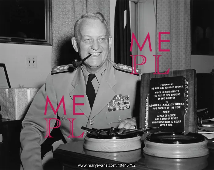 : U.S. Navy Admiral Arleigh A. Burke smoking : U.S. Navy Admiral Arleigh A. Burke smoking