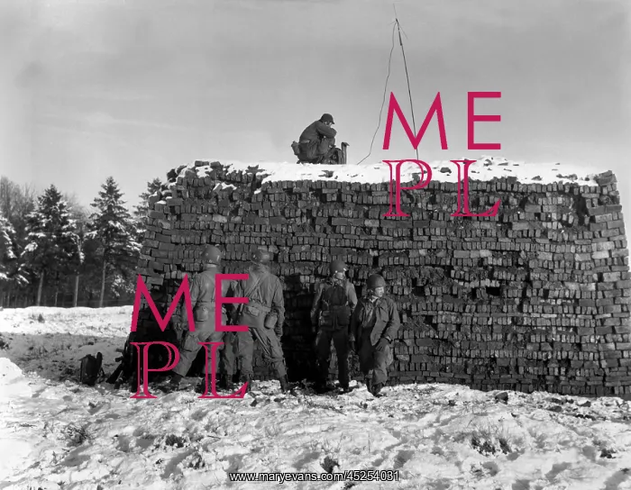 : U.S. radar equipment on a pile of bricks during : U.S. radar equipment on a pile of bricks during