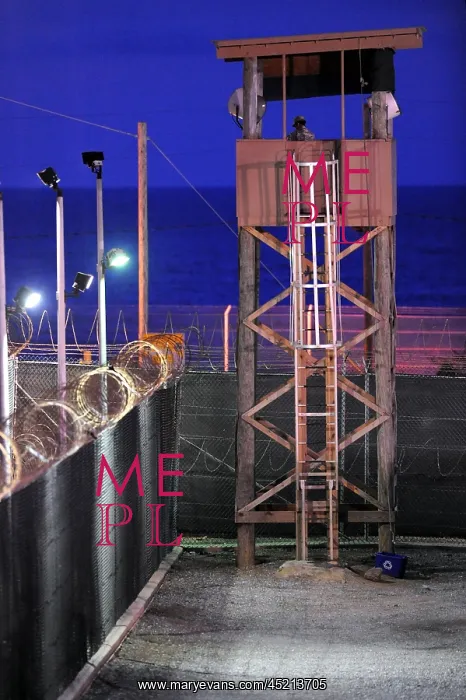 : U.S. Soldier stands watch in a guard tower ? : U.S. Soldier stands watch in a guard tower ?
