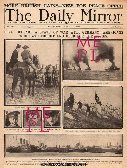 : USA declares war on Germany, WW1 : USA declares war on Germany, WW1