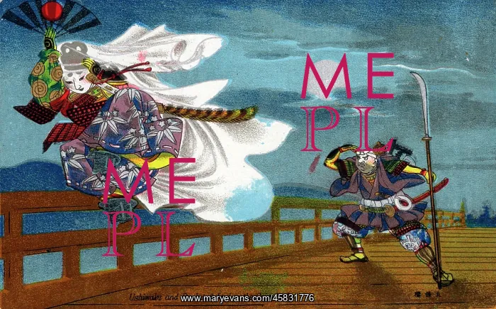 : Ushiwakamaru defeats Benkei on the Gojo Bridge : Ushiwakamaru defeats Benkei on the Gojo Bridge