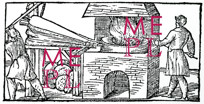 : Using bellows to increase draught in furnace for : Using bellows to increase draught in furnace for