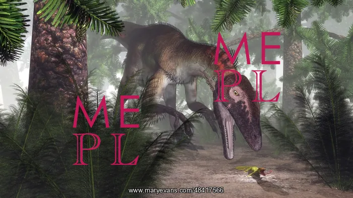 : Utahraptor dinosaur hunting a gecko : Utahraptor dinosaur hunting a gecko