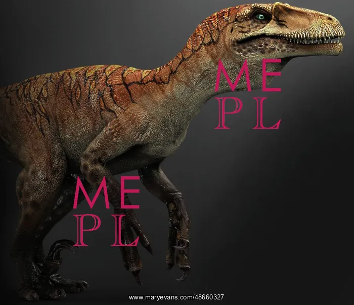 : Utahraptor dinosaur, side view : Utahraptor dinosaur, side view