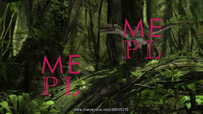 : Utahraptor in a prehistoric forest : Utahraptor in a prehistoric forest