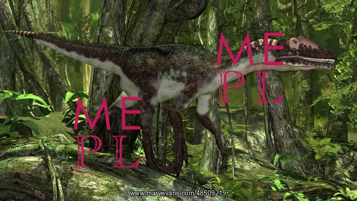 : Utahraptor in a prehistoric forest : Utahraptor in a prehistoric forest