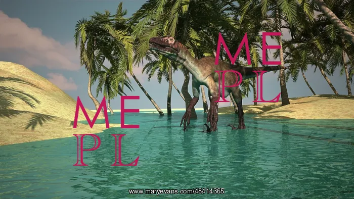 : Utahraptor roaming a tropical environment : Utahraptor roaming a tropical environment