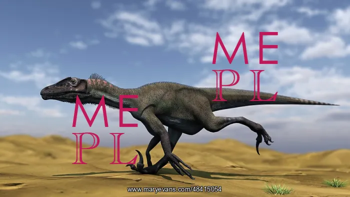 : Utahraptor running across a barren desert : Utahraptor running across a barren desert